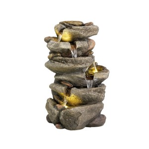 WATER FEATURE LED 6 TIER ROCK FOUNTAIN